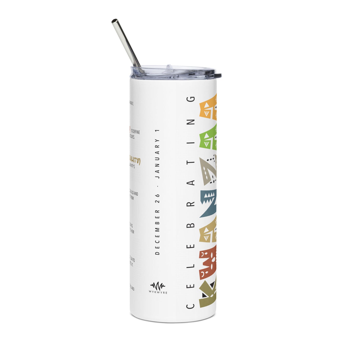 Kwanzaa Stainless steel tumbler (white)