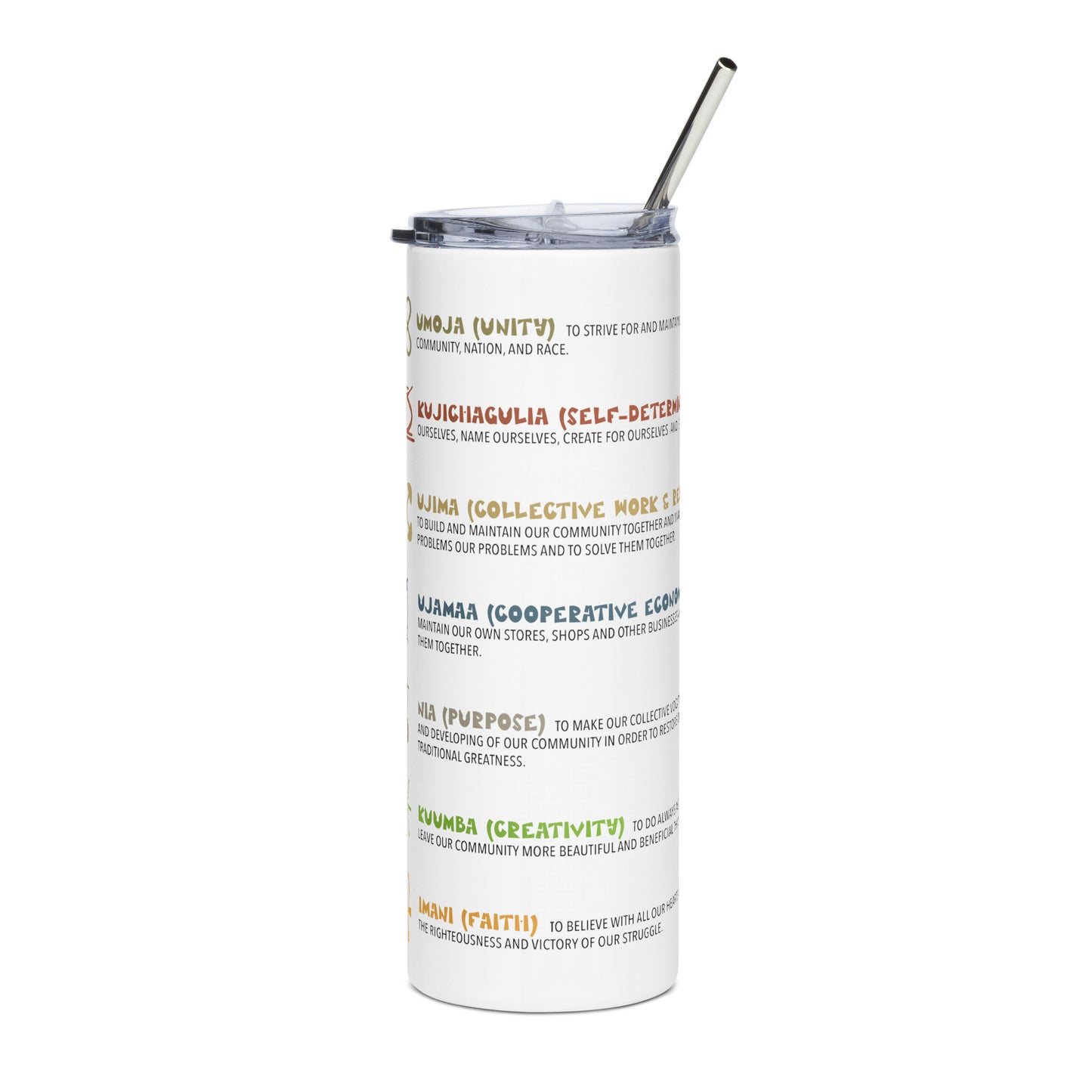 Kwanzaa Stainless steel tumbler (white)