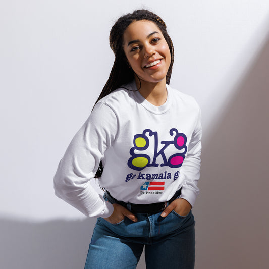 "Go Kamala Go" long sleeve tee (wht)