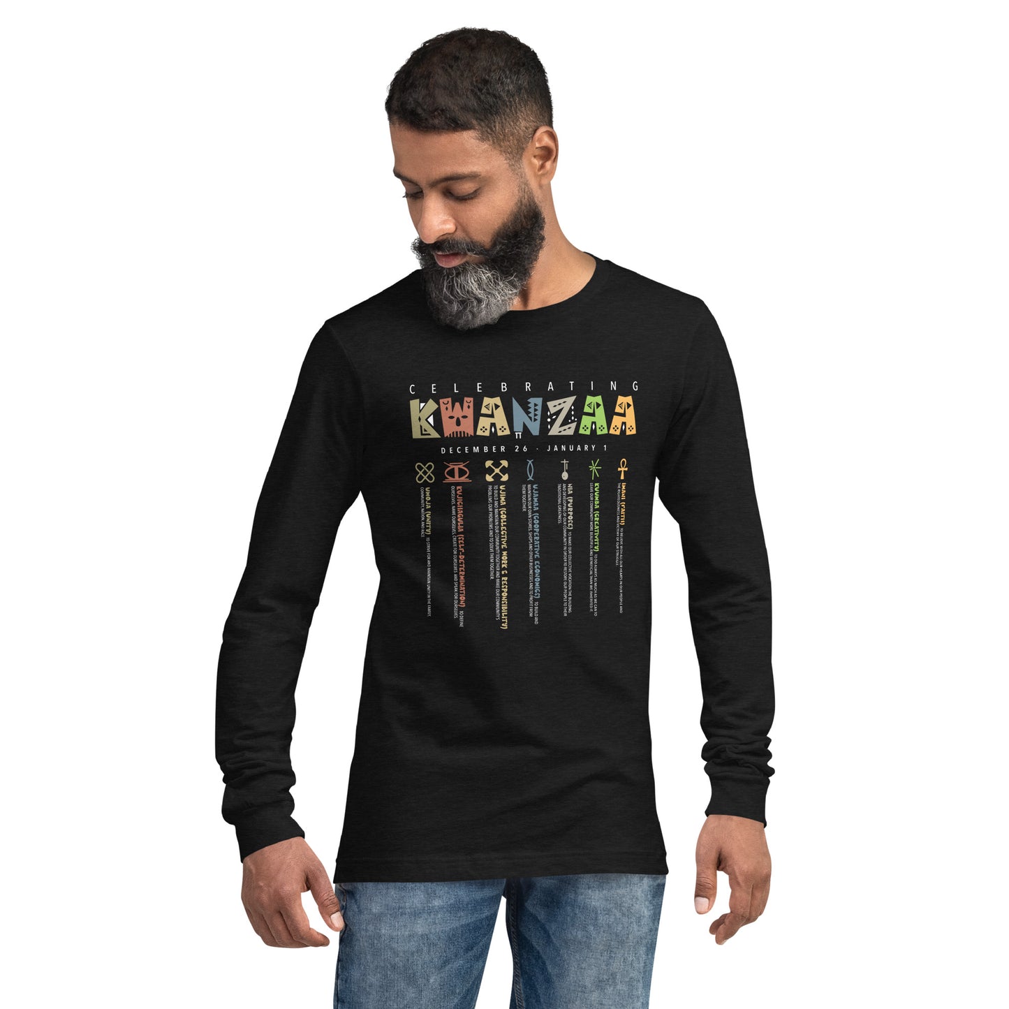 Kwanzaa Men's Black Long Sleeve Tee